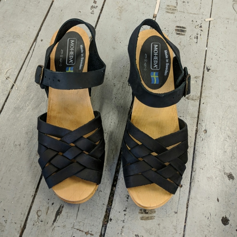 Moheda Clog Sandals Black Nubuck size 40